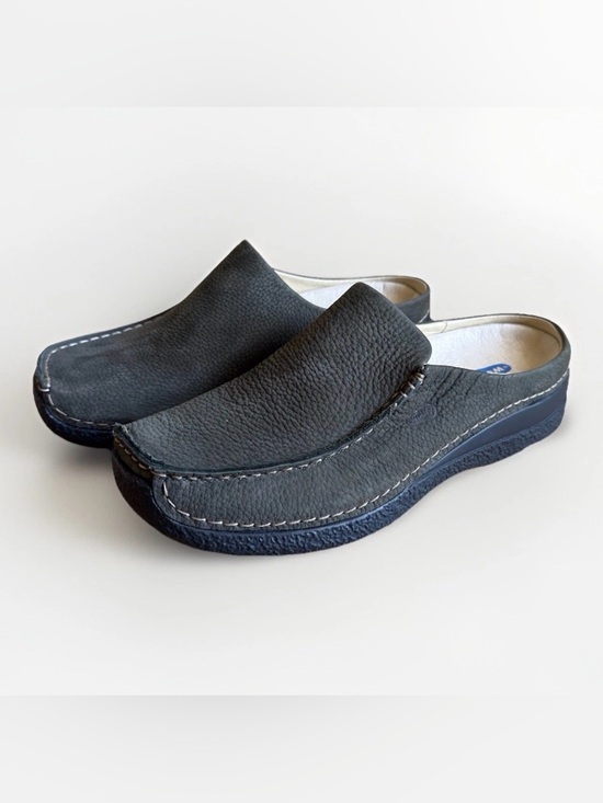 Wolky Shoes - Wolky Women's Green Leather Roll Slide Lined Mules Comfort Shoes EU41 / US10.5